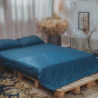 60支 精梳棉 單人床包組 [ Life-蔚藍 ] 台灣製造 棉床本舖  素色床包