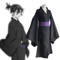 Anime Noragami Cosplay Yato Black Kimono Yukata Costume Halloween Party Dress