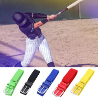 Youth Athletic Belt Youth Baseball Softball Belt Set with Adjustable Length Elastic Alloy Buckle Solid Color Imitation for Boys
