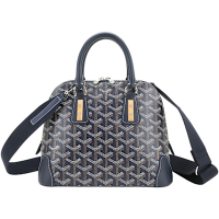 GOYARD Vendome MINI 高雅德 老花圖騰帆布手提/斜背貝殼包(深藍色)