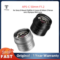 TTArtisan 50mm F1.2 Manual Focus Camera Lens APS-C for Canon M Panasonic Olympus M43 SONY E FUJI X Black and Silver Lens