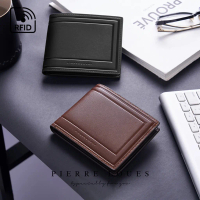 Dompet Lipat Pria Pendek PIERRE LOUES Noah Wallet Bahan Kulit PU Leather Premium BAEOS -Dompet terba