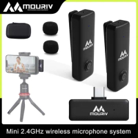 MOURIV MiniMic UC, Wireless Lavalier Microphone for USB Type-C Android Devices iPhone 15 ,2.4GHz Lapel Clip-on Mic for Recording
