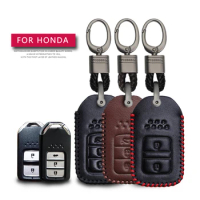 2&amp;3 button leather car key cover case holder for honda Vezel city civic Jazz CRV Crider HRV Fit Freed Smart keychain Accessories