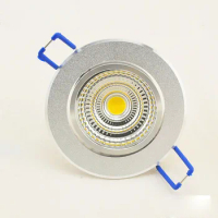 led downlight Recessed cob dimmable 3W 5W 7W 10W Silver aluminum case AC 220V 110V spotlight ceiling lamp Free Shipping