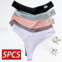 5PCS/Set Cotton Thongs Seamless Women's panties Sexy Low Waist G-String Female Lingerie Girls Breathable Intimates Bikinis M-XL