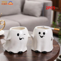 Cute Gift Ashtray Ghost Ceramic Cartoon Ashtray Cup Easy Clean Festival Boyfriend Creative Gift Smoking Home Office Decoration