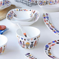 藍魚創意骨瓷碗盤碟子餐具組合陶瓷飯碗菜盤湯盤平盤單品套裝