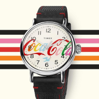 TIMEX 天美時 x Coca-Cola 限量聯名系列 可口可樂字樣款手錶-米x黑/40mm