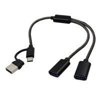 สาย USB2.0 Y, พอร์ตชาร์จ 2/3, อะแดปเตอร์ไฟ 5V2A, สำหรับสมาร์ทโฟน, แท็บเล็ต, แล็ปท็อป, การเชื่อมต่อ U