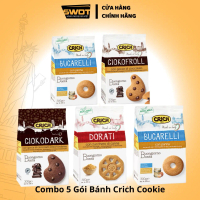 Combo 5 Gói Bánh Crich Cao Cấp Chính hãng Ý, Cookie Ăn Vặt, Bánh Quy Nhập Khẩu, Snack Ăn Vặt crinkle