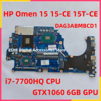 929486-601 929486-001 For HP Omen 15 15-CE 15T-CE Laptop Motherboard With GTX 1060 6GB GPU i7-7700HQ CPU DDR4 DAG3ABMBCD1