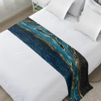 Abstract Black Marble Green Malachite High Quality Bed Flag Hotel Cupboard Table Runner Parlor Wedding Home Decor Bed Runner