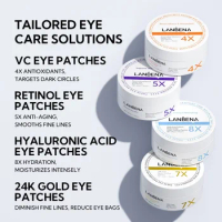 LANBENA 4X Series Eye Mask 24k Gold Anti-Aging Eye Lines Vitamin C Soothing Hyaluronic Acid Moisturizing Eye Treatment 60Pcs