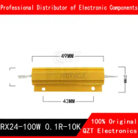 1PCS RX24-100W Aluminum Power Metal Shell Case Wirewound Resistor 0.01 ~ 30K 1 2 3 5 6 8 10 20 100 150 200 300 500 1K 10K ohm
