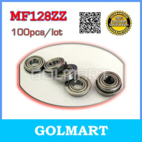100pcs Boutique flange ball bearings MF128ZZ / LF1280ZZ size 8*12*13.6*3.5*0.8 mm