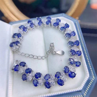100% natural sapphire bracelet, real 925 sterling silver women's bracelet, seiko made, luxurious and elegant