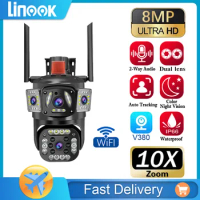 Linook CCTV camera V380,CCTV dual lens camera,IP security camera CCTV,360,WIFI,HD1080P outdoor waterproof belt alarm 360