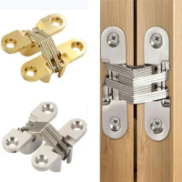 2Pcs 12x43MM Invisible Hinges Silent Close Cross Hinge Hidden Concealed Cabinet Cupboard Door Wooden Boxes For Folding Furniture
