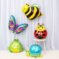 生日派對昆蟲彩色氣球青蛙蜜蜂舞臺幼兒園拍照背景墻裝飾氣球