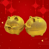 Trang trí Động vật Lợn tiết kiệm bằng nhựa Nhựa Lợn vàng Lợn tiết kiệm Đá mờ Chúc may mắn Hộp tiết k