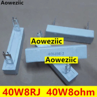 (5pcs/lot) 40W 8 ohm +/- 5% Horizontal cement resistor 40W8RJ Cement resistance 40W8ΩJ Ceramic resistor plug-in