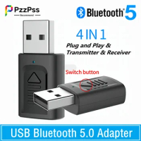 USB Bluetooth 5.0 Audio Receiver Transmitter 4 IN 1 Mini Stereo Bluetooth AUX RCA USB 3.5mm Jack For PC TV Car Wireless Adapter