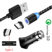 Magnetic Micro USB Cable QC 3.0 Fast Car Charger Phone For Nokia 7 6.1 Oppo Reno Huawei P30 Honor 9X 9 10 view 20 Pro Nova 5 5i