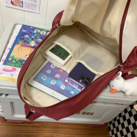 Korean Niche Ins Blogger Same Style Large Capacity Student Backpack Mori Style Embroidery Backpack N