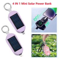 Mini Solar Power Bank 3000mAh Wireless Charger for Apple Watch iPhone 15 14 X External Battery Charger for Samsung Huawei Xiaomi