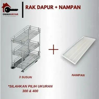 Rak Piring Dapur 3 Susun Chrome 300 , 400mm Huben 400 RD + NAMPAN