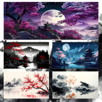 Lót Chuột Gaming Phong Cách Nghệ Thuật Tranh Phong Cảnh Style Nhật Bản | Size 70x30 / 80x30 / 90x40