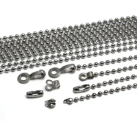 5 Meter/Lot 1.5 2.4 3 6 10mm Beaded Ball Stainless Steel Bulk Ball Bead Chains &amp; Connector Clasp for DIY Necklace Jewelry Making