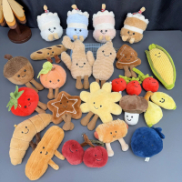 Búp bê lông mềm mại kiểu Anh Jellycat Móc khóa túi xách Bread Story Móc khóa thức ăn rau củ