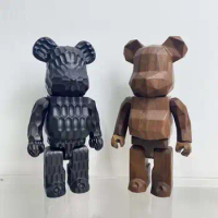 Bearbrick Karimoku x Fragment (Carved Wooden) 400% Black Sandalwood and Argyle Walnut 28cm Height Display Figure