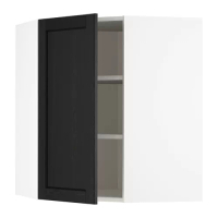 METOD 轉角壁櫃附層板, 白色/lerhyttan 黑色, 68x37x80 公分
