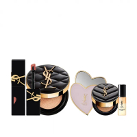 【YSL】官方直營 恆久完美高訂鎖吻彩妝組(霧光氣墊粉餅 高訂菱格版+奢華印記鎖吻霧唇釉)