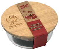 Hello Kitty竹蓋圓型玻璃保鮮盒950ml