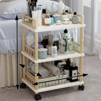 木製小推車（實木圍欄推車3層長55cm【帶輪無抽】【北歐白】） 