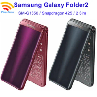 Original Samsung Galaxy Folder2 G1650 Dual Sim 2GB+16GB ROM Quad Core Snapdragon 3.8'' LTE 8MP Flip Folder 2 Mobile Phone