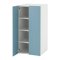 SMÅSTAD/PLATSA 衣櫃/衣櫥, 白色 藍色/三層層架, 60x57x123 公分