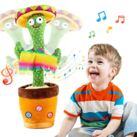 Dancing Talking Cactus Singing Talking Recording Mimic Repeating What You Say Toy Electronic Light Up Plush Give for Kids Gifts