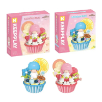 QMAN Keeppley Sanrio Little Twin Star Figure Lemon Blueberry Peaches Cupcake Bricks