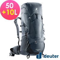 【deuter 德國】AIRCONTACT LITE  50+10L拔熱式透氣背包3340521深灰黑/長途登山包/自助背包客/休閒旅遊包