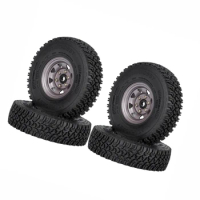 4PCS 1.55 Metal Beadlock Wheel Rim Tire Set For 1/10 RC Crawler Car Axial Yeti Jr RC4WD D90 TF2 Tamiya CC01 LC70 MST