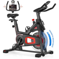 Exercise Bike, Adjustable Magnetic Resistance Fixed, Ultra Silent Belt Drive, Ipad Stand and LCD Display, Exercise Bike
