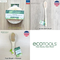 EcoTools®Dry Body Brush Bristle Bath Brush, Foot Brush + Pumice  แปรงอาบน้ำ ด้ามจับยาว แปรงขัดผิว ขั