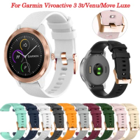 Gold Buckle Silicone Smartwatch Strap For Garmin Venu 2 Plus/Venu Vivoactive 3 3t Wrist 20MM Forerunner 645 245 55 Band Bracelet