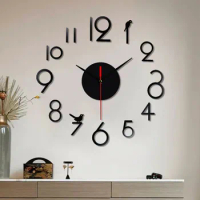Frameless DIY Wall Mute Clock 3D Mirror Surface Sticker Home Office Decor Stickers Living Room Home Bathroom Wall Decoration hot