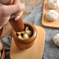 Resin Mortar Pestle Set Wooden Grinding Bowl Household Kitchen Manual Garlic Ginger Spices Grinder Mortar Pestle Set